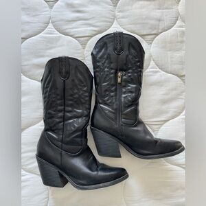 Black Leather Western Boots